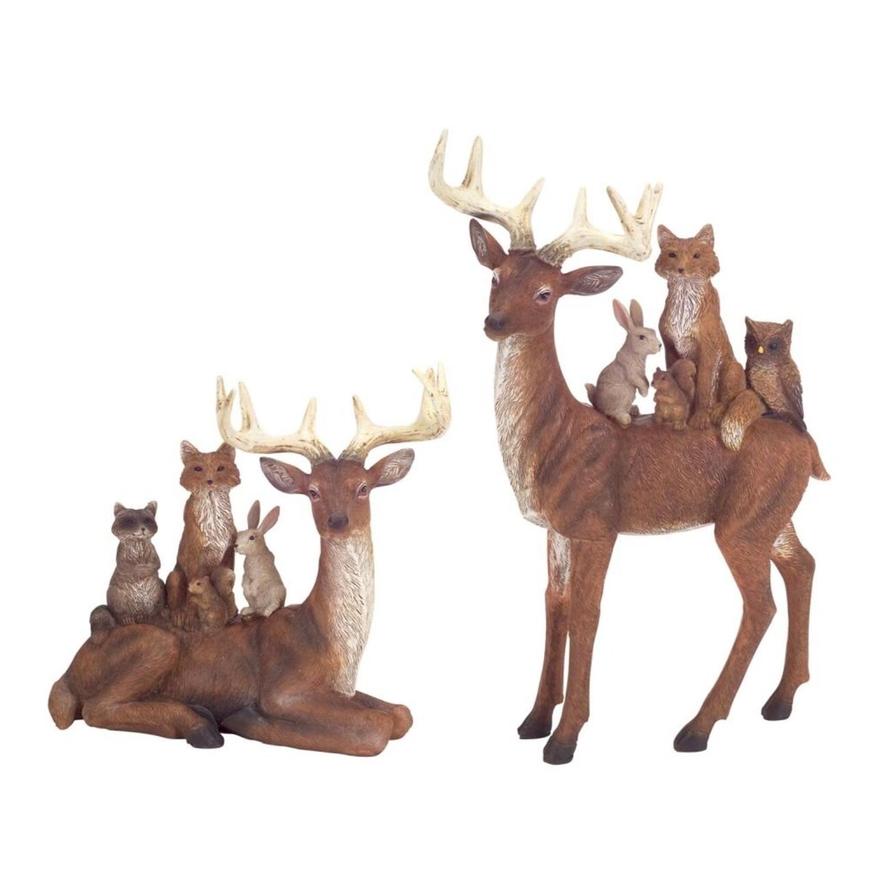 Diva At Home Set of 2 Deer and Woodland Creature Figurines 10”